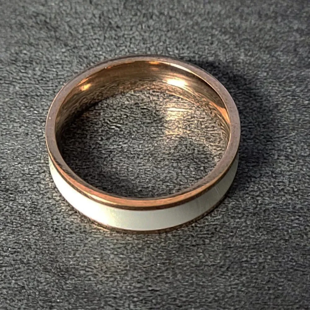 Engraved Men's Rose Gold and ceramic Promise Ring Band - Promise Ring For Guys
